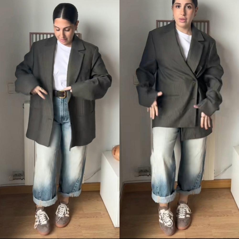 Zara OVERSIZED MULTI-POSITION BUTTON BLAZER Size M/L - Picture 6 of 17